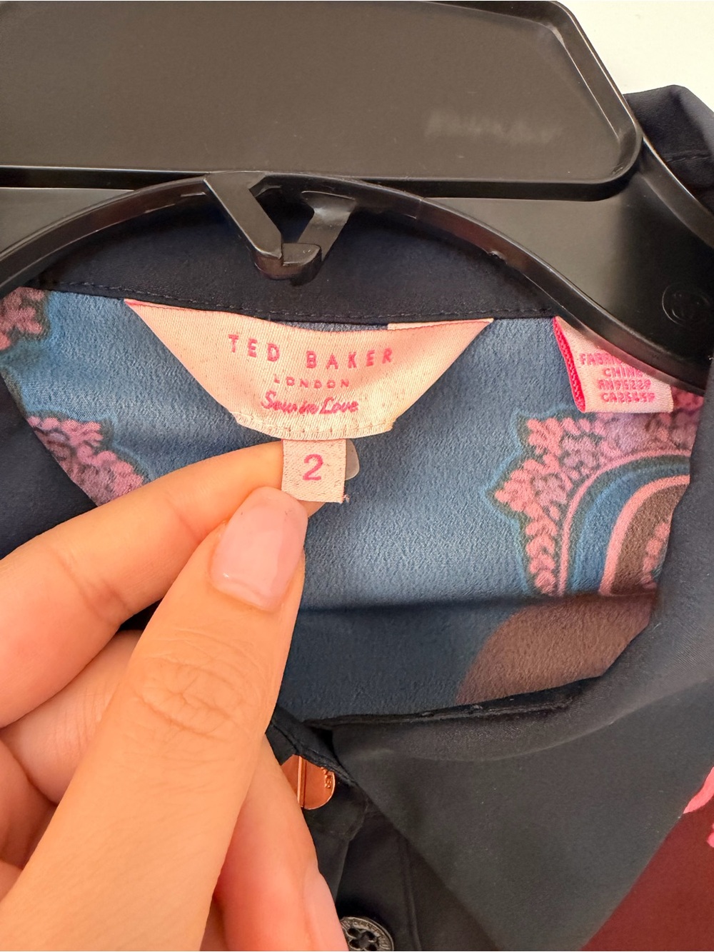 Ted Baker Navy and Pink Paisley Button-Down Shirt - Picture 4 of 6
